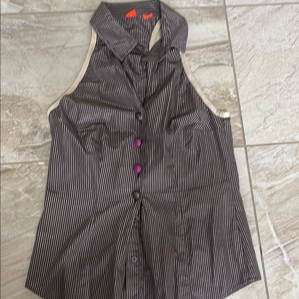BOSS ORANGE Striped Button Down Shirt - Black and Purple